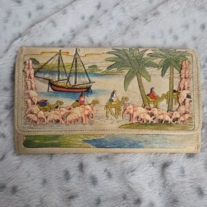 Vintage Style Wallet with Elephant and Camel Design